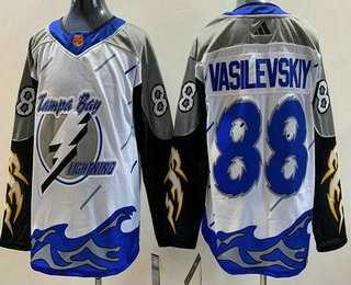 Men's Tampa Bay Lightning #88 Andrei Vasilevskiy White 2022 Reverse Retro Authentic Jersey